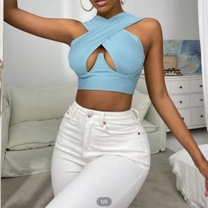 Blue crop top